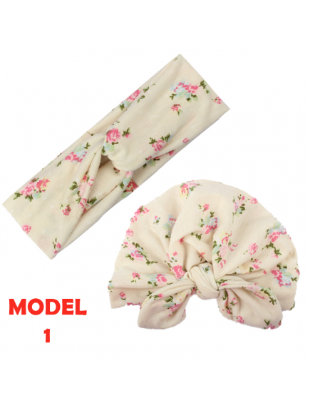 KA0140W - Aksesoris Bando Bandana Turban Matching Ibu & Bayi Flower Set 2in1