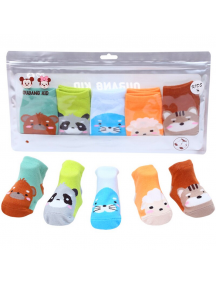 KA0163 - Kaus Kaki Bayi Anti Slip Socks Animal Set 5 Pasang 