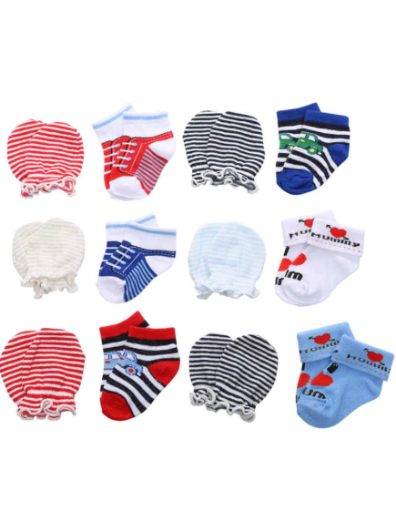 KA0165W - Kaus Kaki Sarung Tangan Bayi Laki-Laki Newborn Set