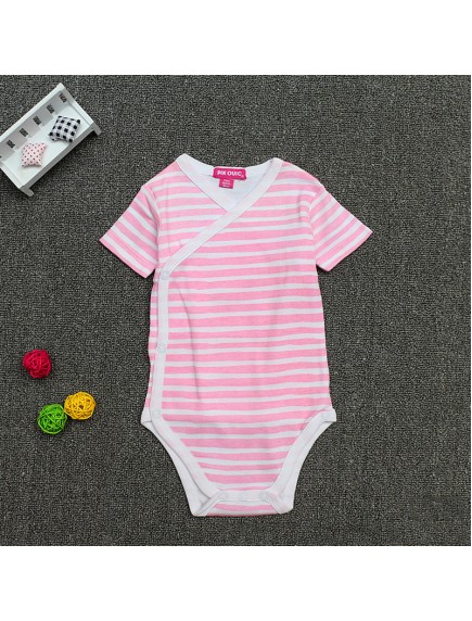 KA0077W - Baju Baby Onesie Jumpsuit Jumper Pink Stripe (0-6 bln)