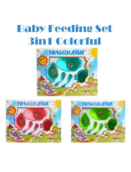 KB0047W - Baby Gift Feeding Set Makan Bayi 3in1 (Colorful)