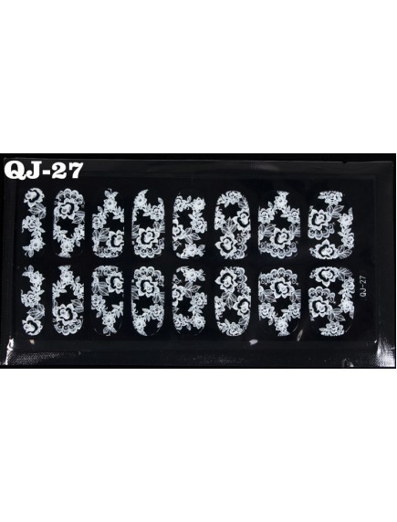 HO5127 - 3D Nail Sticker  White Lace with Diamond