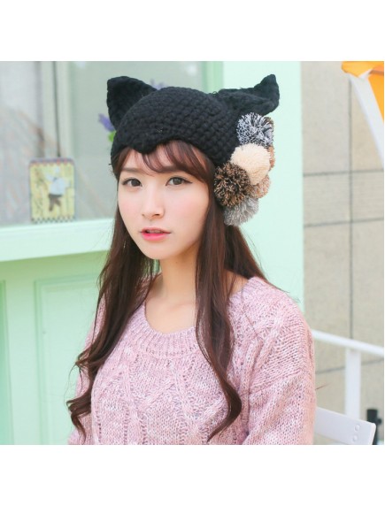 HO5304 - Topi Wool Fashion Ear Hat Demon 