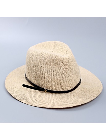 HO2530W -  Topi Pantai Unisex Sun Beach Straw Belt Hat
