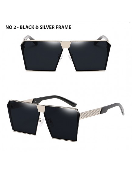 HO2511W - Kacamata Fashion Large Square Metal Sunglasses