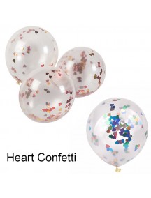 HO5438 - Transparan Balloon Heart Sequin Confetti Latex 12" Set 5pc