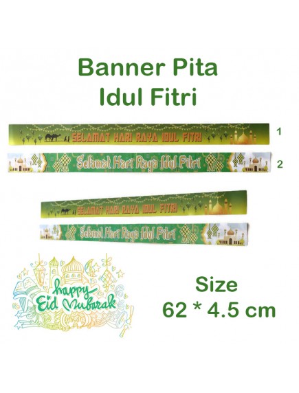 HO5468W - Banner Pita Bingkisan Lebaran Hiasan Idul Fitri 62*4.5 cm