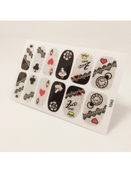 HO5475 - Glitter Gum Nail Sticker Kuku Silver Card