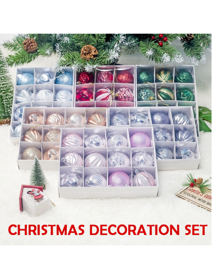 HO5490W - Christmas Tree Ornament Bola Natal Dekorasi Mix 12pcs