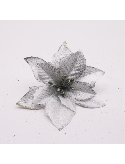 HO5543W - Dekorasi Christmas Flower Ornament Bunga Glitter Tips Natal