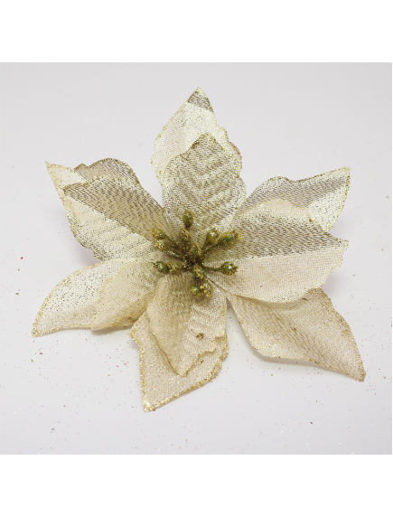 HO5543W - Dekorasi Christmas Flower Ornament Bunga Glitter Tips Natal