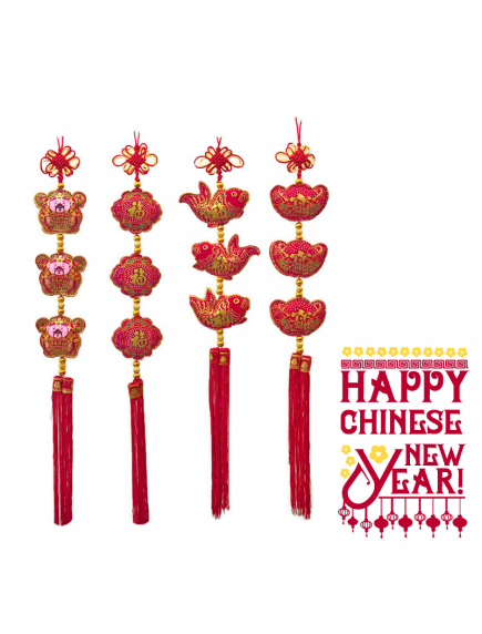 HO5562 - Hiasan Dekorasi Imlek Chinese New Year Gantungan Lentera Trio (Random Motif)