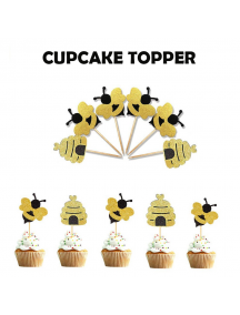 HO5582W - Hiasan Dekorasi Kue Cupcake Topper Party Glitter Bee