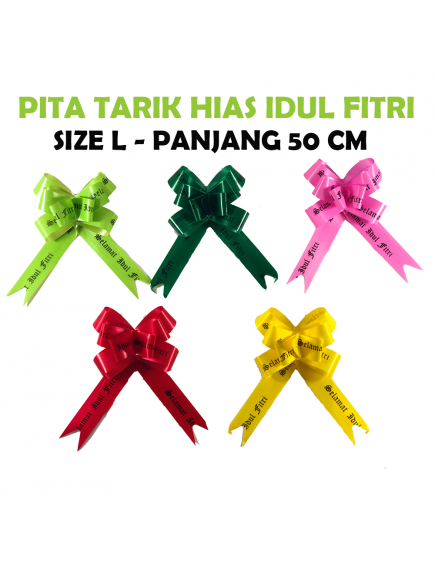 HO5596W - Pita Tarik Hias / Pita Kado Serut Hias Idul Fitri Lebaran 50cm (10pc/Pak)