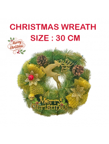 HO5723 - Christmas Wreath Dekorasi Natal Ring Hias Gold Reindeer