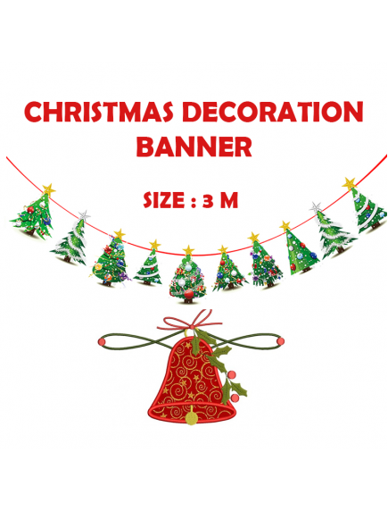HO5730 - Dekorasi Ornament Banner Natal Flag Christmas Tree