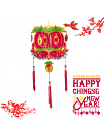 HO5762 - Hiasan Dekorasi Imlek Chinese New Year Gantungan Twin Lantern 3D 