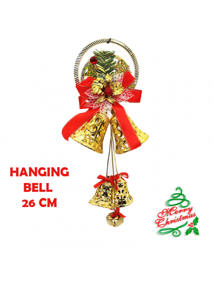 HO5775 - Christmas Dekorasi Ornament Pohon Natal Hanging Bell GOLD (26 CM)