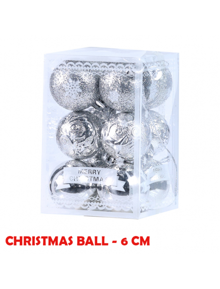 HO5778W - Christmas Tree Ornament Bola Natal Color Dekorasi Mix 12pcs
