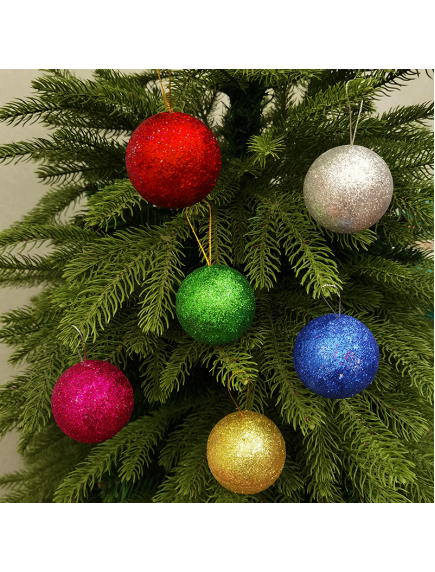 HO5781 - Dekorasi Pohon Natal Bola Natal Glitter 6 pc (5 cm)