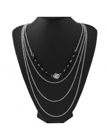 RKL7512 - Aksesoris Kalung Multilayer Chain Mix (Silver)