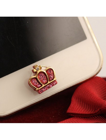 HO4453 - Aksesoris Handphone Iphone Home Button Crown Crystal ( Pink )