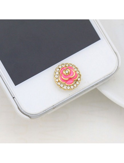 HO4451 - Aksesoris Handphone Iphone Home Button Diamond Rose ( Pink )