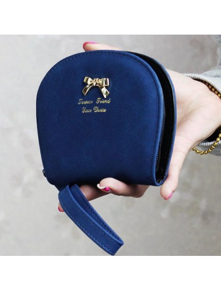 HO4111 - Dompet Fashion Bow Leather Shell (Biru)