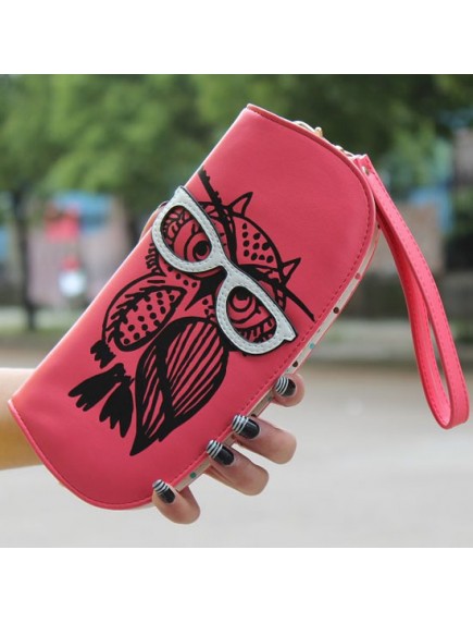 HO4119D - Dompet Fashion Owl With Eyeglasses (Merah)
