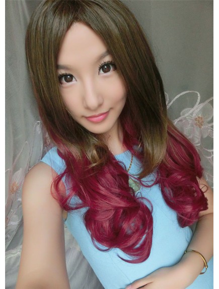 HO4516 -  Wig Japan Harajuku Gradient Pink Curly