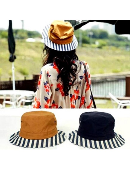 HO3281B - Topi Bucket Hat Strip Japan Lady (Navy Blue)