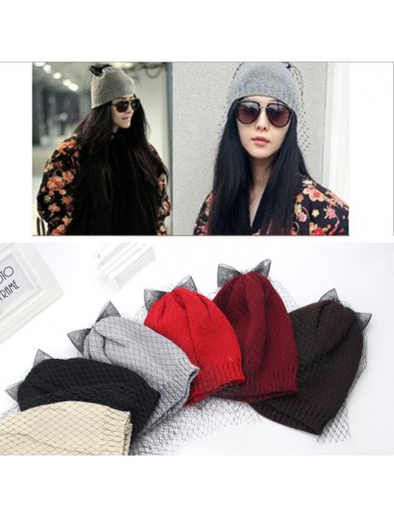 HO3283 - Topi Wool With Bow (Black)